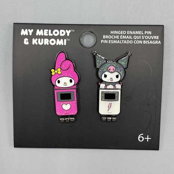 Loungefly My Melody & Kuromi Glitter Phones Enamel Pin Set - Picture 2 of 4